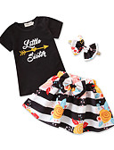 baratos Moletons com Capuz e Sem Capuz Femininos-B&amp;eacute;b&amp;eacute; Para Meninas Activo B&amp;aacute;sico Di&amp;aacute;rio Anivers&amp;aacute;rio Preto &amp;amp; Branco Listrado La&amp;ccedil;o Estampado Manga Curta Padr&amp;atilde;o Padr&amp;atilde;o Algod&amp;atilde;o Conjunto Preto