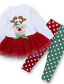 baratos Moletons com Capuz e Sem Capuz Femininos-Infantil Para Meninas Vintage B&amp;aacute;sico Feriado Para Noite Listrado Peplum Manga Longa Longo Algod&amp;atilde;o Conjunto Vermelho