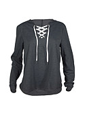 baratos Moletons com Capuz e Sem Capuz Femininos-Mulheres Solto B&amp;aacute;sico Algod&amp;atilde;o Moletom S&amp;oacute;lido / Outono