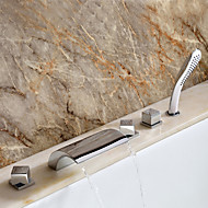 Contemporary  with  Chrome Three Handles Five Holes  ,  Feature  for Waterfall Widespread