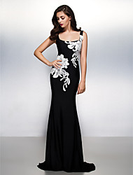 お買い得  -タイト／コラム スクープネック スイープ／ブラシトレーン ジャージー パターン／プリント 〜と フォーマルイブニング / フォーマルパーティー ドレス 〜によって TS Couture® / ビューティフルバック / See Through