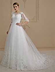 Babydoll Wedding Dress Lightinthebox A Line Princess Bateau Neck Court Train Lace Over Tulle Made To Measure Wedding Dresses With Liques Ons By Lan Ting Bride See Through