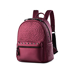 Mulheres Bolsas PU mochila Tachas Sólido Preto / Azul / Vinho Mulheres Bolsas PU mochila Tachas Sólido Preto / Azul / Vinho