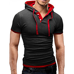 Tee-shirt Homme, Couleur Pleine Sports Basique Capuche / Manches Courtes / Slim Tee-shirt Homme, Couleur Pleine Sports Basique Capuche / Manches Courtes / Slim