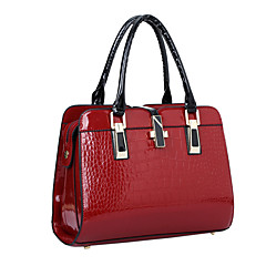 Mulheres Bolsas Couro Envernizado Tote / Bolsa de Ombro Sólido Preto / Azul / Vinho Mulheres Bolsas Couro Envernizado Tote / Bolsa de Ombro Sólido Preto / Azul / Vinho