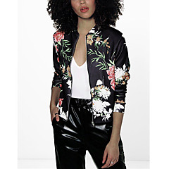 Damen Geometrisch Chinoiserie Alltag Kurz Jacke, Ständer Herbst Polyester Damen Geometrisch Chinoiserie Alltag Kurz Jacke, Ständer Herbst Polyester