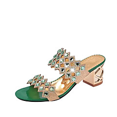 Women's Shoes PU(Polyurethane) Summer Comfort Sandals Chunky Heel / Crystal Heel / Block Heel Pointed Toe Crystal Red / Green / Blue Women's Shoes PU(Polyurethane) Summer Comfort Sandals Chunky Heel / Crystal Heel / Block Heel Pointed Toe Crystal Red / Green / Blue