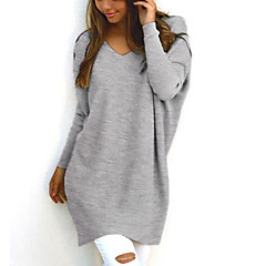 Damen Langarm Pullover-Solide V-Ausschnitt Damen Langarm Pullover-Solide V-Ausschnitt