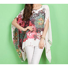 Mulheres Blusa Moda de Rua Manga Morcego Estampado, Floral Oversized / Primavera / Verão Mulheres Blusa Moda de Rua Manga Morcego Estampado, Floral Oversized / Primavera / Verão