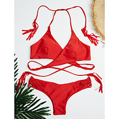 Damen Bikinis - Kreuz und quer, Solide Halter Tanga-Bikinihose Damen Bikinis - Kreuz und quer, Solide Halter Tanga-Bikinihose