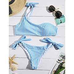 Damen Bandeau Bikinis - Druck, Gestreift Gurt Cheeky-Bikinihose Damen Bandeau Bikinis - Druck, Gestreift Gurt Cheeky-Bikinihose