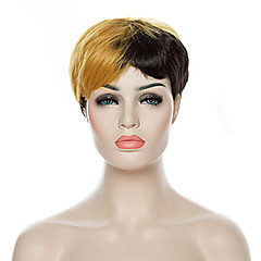 Sentetik Peruklar Bukle Sarışın Pixie Cut / Bantlı Sentetik Saç Sarışın Peruk Kadın's Şort Bonesiz Sentetik Peruklar Bukle Sarışın Pixie Cut / Bantlı Sentetik Saç Sarışın Peruk Kadın's Şort Bonesiz