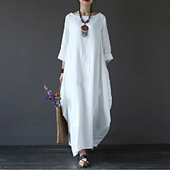 Women's Plus Size Holiday / Weekend Maxi Loose Swing Dress - Solid Colored White Spring Cotton Black Red Light Blue XXXL XXXXL XXXXXL Women's Plus Size Holiday / Weekend Maxi Loose Swing Dress - Solid Colored White Spring Cotton Black Red Light Blue XXXL XXXXL XXXXXL