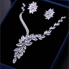 Women's Cubic Zirconia Mismatched Jewelry Set - Leaf, Flower Fashion Include Drop Earrings / Pendant Necklace White For Wedding / Engagement Women's Cubic Zirconia Mismatched Jewelry Set - Leaf, Flower Fashion Include Drop Earrings / Pendant Necklace White For Wedding / Engagement