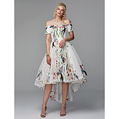Ballkleid Schulterfrei Asymmetrisch Polyester High Low Cocktailparty / Abiball Kleid mit Stickerei durch TS Couture® Ballkleid Schulterfrei Asymmetrisch Polyester High Low Cocktailparty / Abiball Kleid mit Stickerei durch TS Couture®