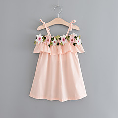 Niños Chica Dulce / Boho Noche / Playa Floral Acordonado Sin Mangas Hasta la Rodilla Algodón / Acrílico Vestido Blanco Niños Chica Dulce / Boho Noche / Playa Floral Acordonado Sin Mangas Hasta la Rodilla Algodón / Acrílico Vestido Blanco