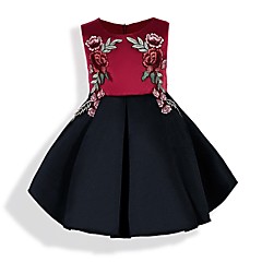 Kinder Mädchen Retro / Süß Party / Festtage Tropisches Blatt Blumen Schleife / Druck Ärmellos Midi Baumwolle / Acryl Kleid Wein Kinder Mädchen Retro / Süß Party / Festtage Tropisches Blatt Blumen Schleife / Druck Ärmellos Midi Baumwolle / Acryl Kleid Wein
