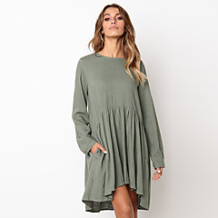 Women's Street chic Cotton Loose Tunic Dress - Solid Colored / Spring / Fall Women's Street chic Cotton Loose Tunic Dress - Solid Colored / Spring / Fall