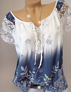 Недорогие Женская одежда-Жен. Большие размеры - Рубашка Вырез лодочкой Классический Геометрический принт