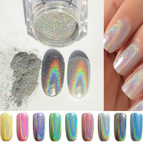 1g box colorful laser silver mirror powder rainbow nail powder dust glitter chrome pigment nail art sequins
