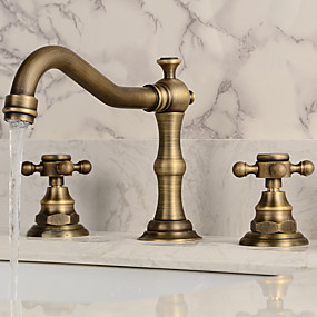 cheap Bathroom Sink Faucets-Bathroom Sink Faucet - Widespread Antique Copper Widespread Two Handles Three HolesBath Taps