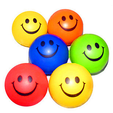 Happy Face Patterned Stress Reliever Rubber Balls(Random Color) 727325 ...