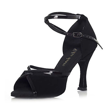 Women's Latin Shoes / Ballroom Shoes Flocking Sandal Customized Heel Customizable Dance Shoes Black / Leather / Leather Women's Latin Shoes / Ballroom Shoes Flocking Sandal Customized Heel Customizable Dance Shoes Black / Leather / Leather