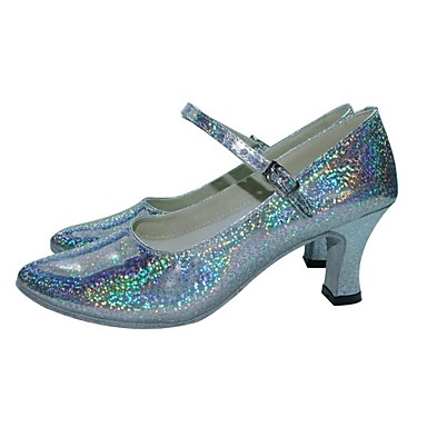 chunky heel silver shoes