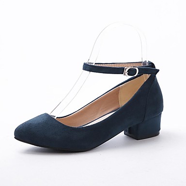 Suede Women's Chunky Heel Pumps Shoes with Buckle(More Colors) 1649178 ...