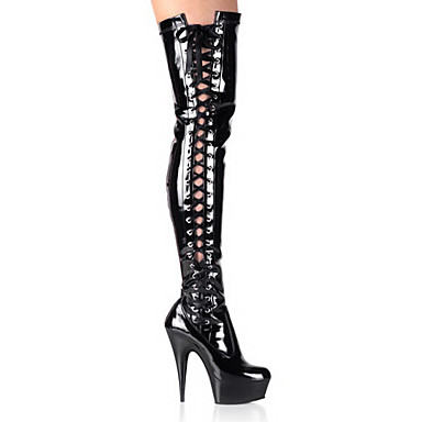 leather stiletto thigh high boots