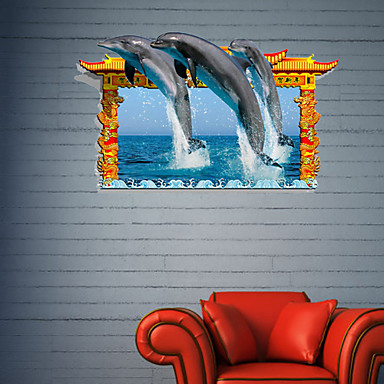 3d falimatrica fali matricák, delfin fürdÅszoba dekoráció murális ...