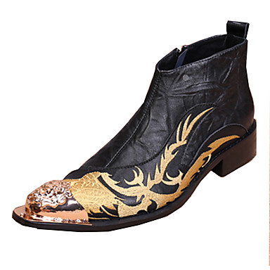 Men's Shoes Leather Fall / Winter Comfort / Novelty / Fashion Boots Boots Walking Shoes Black / Wedding / Party & Evening / Leather Shoes Men's Shoes Leather Fall / Winter Comfort / Novelty / Fashion Boots Boots Walking Shoes Black / Wedding / Party & Evening / Leather Shoes