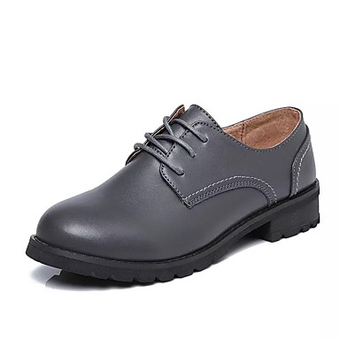 Women's Shoes Rubber Fall Comfort Oxfords Low Heel Round Toe Lace-up Black / Gray Women's Shoes Rubber Fall Comfort Oxfords Low Heel Round Toe Lace-up Black / Gray