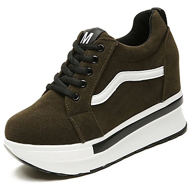 Women's Shoes Suede Fall Comfort Sneakers Round Toe Lace-up Black / Army Green Women's Shoes Suede Fall Comfort Sneakers Round Toe Lace-up Black / Army Green