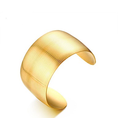 Bracelet Jonc Manchettes Bracelets Femme Plaqué Or 18 Carats Acier au titane dames Rétro Vintage Elégant