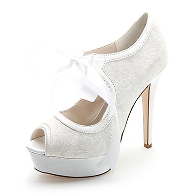 Women's Shoes Satin Spring / Summer Basic Pump Wedding Shoes Stiletto Heel Peep Toe Ribbon Tie Blue / Pink / Ivory / Party & Evening Women's Shoes Satin Spring / Summer Basic Pump Wedding Shoes Stiletto Heel Peep Toe Ribbon Tie Blue / Pink / Ivory / Party & Evening