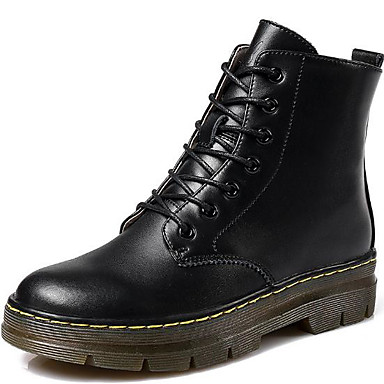 Women's Shoes Cowhide Fall / Winter Combat Boots Boots Chunky Heel Round Toe Booties / Ankle Boots Black Women's Shoes Cowhide Fall / Winter Combat Boots Boots Chunky Heel Round Toe Booties / Ankle Boots Black