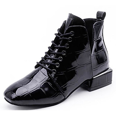 Women's Shoes Patent Leather Fall / Winter Comfort / Combat Boots Boots Chunky Heel Booties / Ankle Boots Black Women's Shoes Patent Leather Fall / Winter Comfort / Combat Boots Boots Chunky Heel Booties / Ankle Boots Black