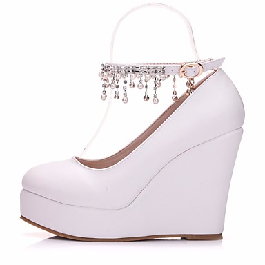 Women's Shoes PU(Polyurethane) Spring / Fall Comfort Heels Wedge Heel White / Black / Pink Women's Shoes PU(Polyurethane) Spring / Fall Comfort Heels Wedge Heel White / Black / Pink