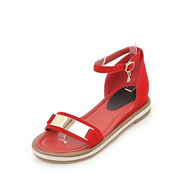 Women's Shoes Nubuck leather Summer Comfort / Ankle Strap Sandals Flat Heel Open Toe Buckle Red / Green / Pink Women's Shoes Nubuck leather Summer Comfort / Ankle Strap Sandals Flat Heel Open Toe Buckle Red / Green / Pink