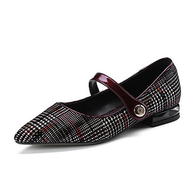 Women's Shoes PU(Polyurethane) Summer Comfort Flats Cuban Heel Pointed Toe Black / Wine Women's Shoes PU(Polyurethane) Summer Comfort Flats Cuban Heel Pointed Toe Black / Wine