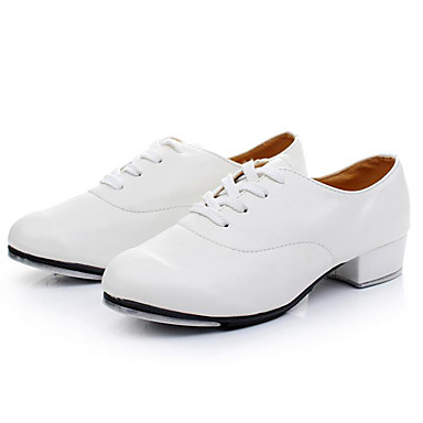 Boys' Tap Shoes Patent Leather Oxford Low Heel Customizable Dance Shoes White / Black / Performance Boys' Tap Shoes Patent Leather Oxford Low Heel Customizable Dance Shoes White / Black / Performance