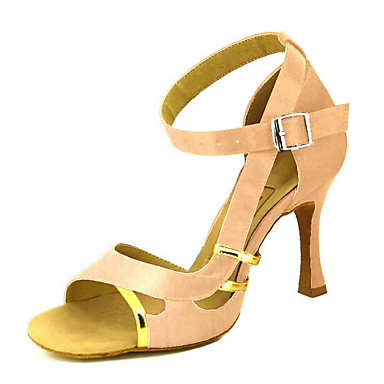 Women's Latin Shoes / Salsa Shoes Satin Sandal / Heel Buckle / Ribbon Tie Customized Heel Customizable Dance Shoes Yellow / Fuchsia / Purple / Performance / Leather / Professional Women's Latin Shoes / Salsa Shoes Satin Sandal / Heel Buckle / Ribbon Tie Customized Heel Customizable Dance Shoes Yellow / Fuchsia / Purple / Performance / Leather / Professional