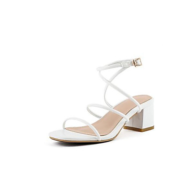 Women's Shoes Nappa Leather Summer Comfort / Basic Pump Sandals Chunky Heel White / Black / Red Women's Shoes Nappa Leather Summer Comfort / Basic Pump Sandals Chunky Heel White / Black / Red