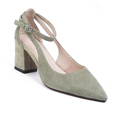 Women's Shoes Suede Spring Comfort Heels Chunky Heel Green / Almond Women's Shoes Suede Spring Comfort Heels Chunky Heel Green / Almond