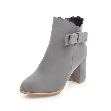 Women's Shoes Faux Leather Winter Fashion Boots Boots Chunky Heel Round Toe Booties / Ankle Boots Bowknot Beige / Gray / Brown / Party & Evening Women's Shoes Faux Leather Winter Fashion Boots Boots Chunky Heel Round Toe Booties / Ankle Boots Bowknot Beige / Gray / Brown / Party & Evening