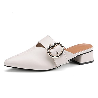 Women's Shoes Nappa Leather Spring & Summer Comfort Clogs & Mules Block Heel Black / Beige Women's Shoes Nappa Leather Spring & Summer Comfort Clogs & Mules Block Heel Black / Beige