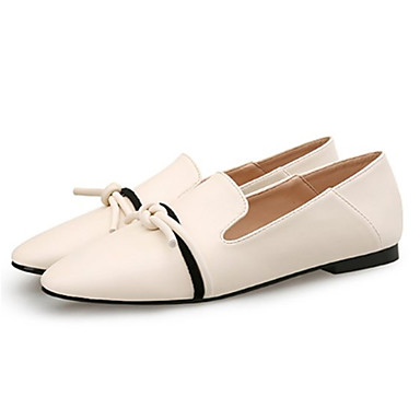 Women's Shoes PU(Polyurethane) Summer Comfort Flats Flat Heel Round Toe Bowknot Black / Beige Women's Shoes PU(Polyurethane) Summer Comfort Flats Flat Heel Round Toe Bowknot Black / Beige
