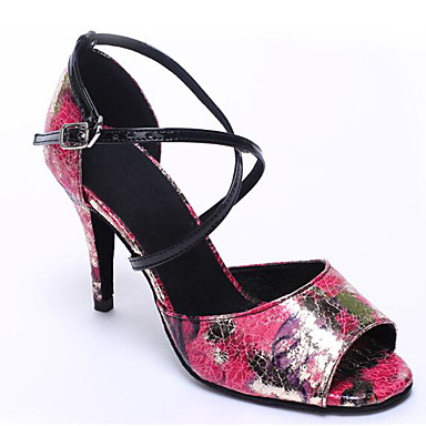 Women's Latin Shoes PU(Polyurethane) Heel Slim High Heel Dance Shoes Red / Blue / Leather / Practice Women's Latin Shoes PU(Polyurethane) Heel Slim High Heel Dance Shoes Red / Blue / Leather / Practice