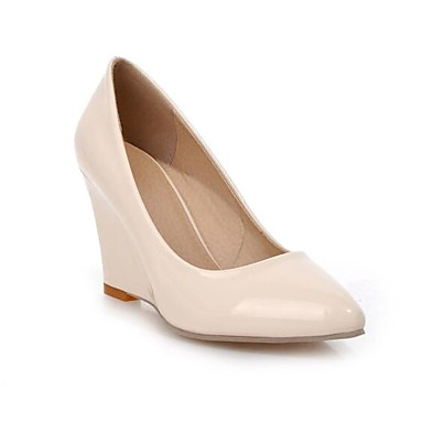 Women's Shoes Patent Leather Spring Comfort Heels Wedge Heel Pointed Toe White / Black Women's Shoes Patent Leather Spring Comfort Heels Wedge Heel Pointed Toe White / Black